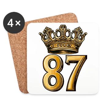 87 Zahl Krone - Untersetzer (4er-Set) - Weiß - Vorne
