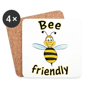 Respectueux des abeilles - Dessous de verre (lot de 4) - blanc - Devant