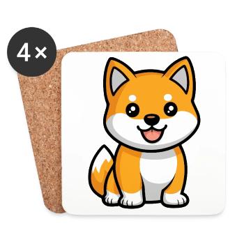 Shiba Inu Chien Mignon - Dessous de verre (lot de 4) - blanc - Devant