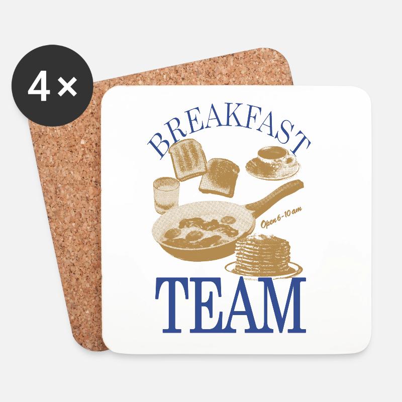 Breakfast Team – Retro Frühstücks-Motiv - Untersetzer (4er-Set) - Weiß