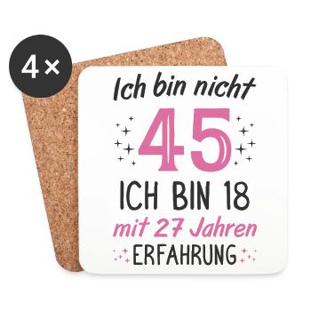 45. Geburtstag Lustig 45 Jahre Geburtstagsgeschenk - Untersetzer (4er-Set) - Weiß - Vorne