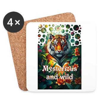 Mysterious King Tiger in the Jungle Adventure - Coasters (set of 4) - white - Front