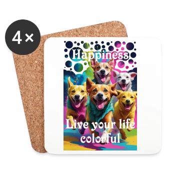 Happy dog gang loves the colorful life Holi - Coasters (set of 4) - white - Front
