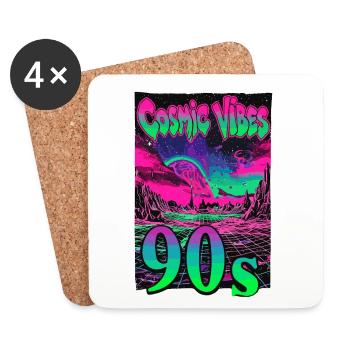 Cosmic Vibes 90s Retro Neon - Untersetzer (4er-Set) - Weiß - Vorne