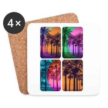Beach Plamiers Sonnenuntergang Farben - Untersetzer (4er-Set) - Weiß - Vorne