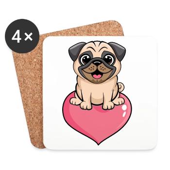 Pug - Coasters (set of 4) - white - Front