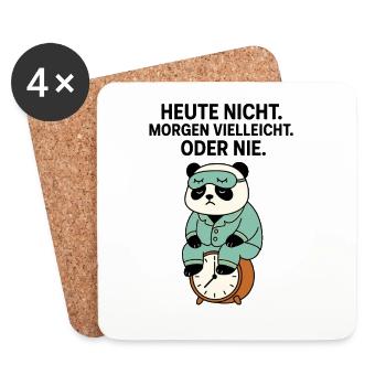 Panda en pyjama avec un réveil - Dessous de verre (lot de 4) - blanc - Devant