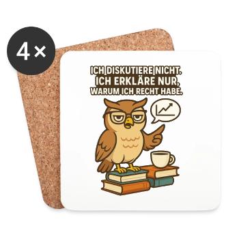 Wisdom Owl: I Declare Justice - Coasters (set of 4) - white - Front