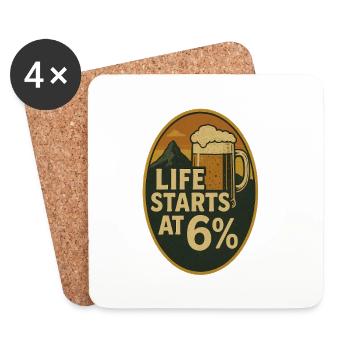 La vie commence à 6 % - Dessous de verre (lot de 4) - blanc - Devant
