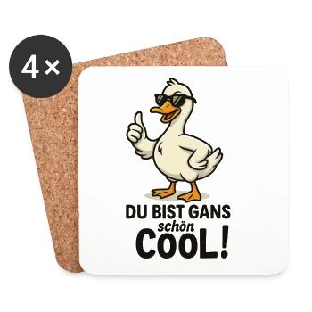 Gans schön Cool – Coole Gans mit Sonnenbrille - Untersetzer (4er-Set) - Weiß - Vorne