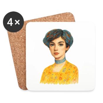 Élégance dorée - Dessous de verre (lot de 4) - blanc - Devant