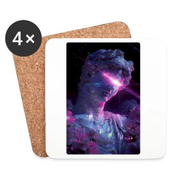 Vaporwave Glitch Punk David Statue - Coasters (set of 4) - white - Front