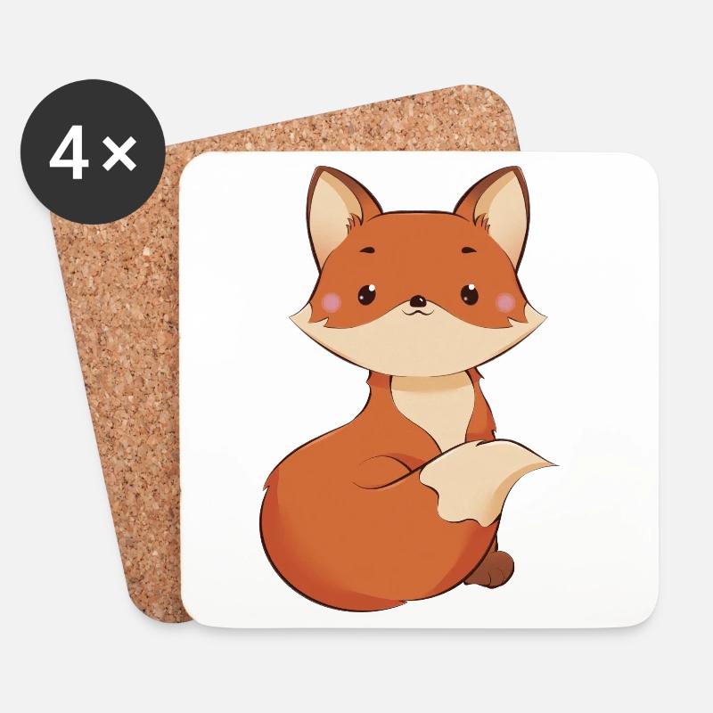 Fox - Coasters (set of 4) - white