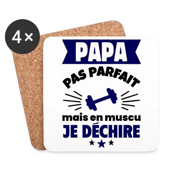 Papa pas parfait, mais en muscu je déchire - Dessous de verre (lot de 4) - blanc - Devant