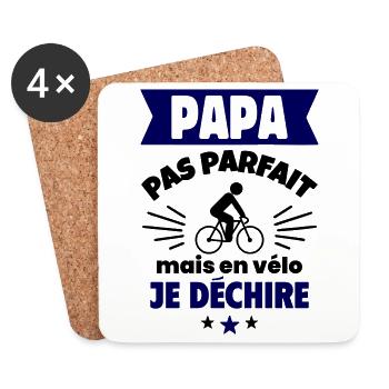 Papa pas parfait, mais en vélo je déchire - Dessous de verre (lot de 4) - blanc - Devant