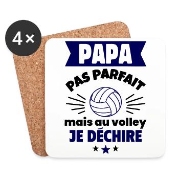 Papa pas parfait, mais au volley je déchire - Dessous de verre (lot de 4) - blanc - Devant