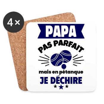 Papa pas parfait, mais à la pétanque je déchire - Dessous de verre (lot de 4) - blanc - Devant