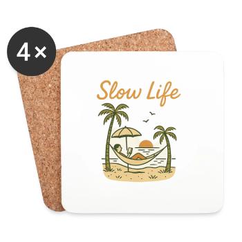 Slow Life Hammock at sunset - Coasters (set of 4) - white - Front