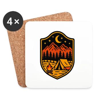 Naturausflug-Abzeichen - Untersetzer (4er-Set) - Weiß - Vorne