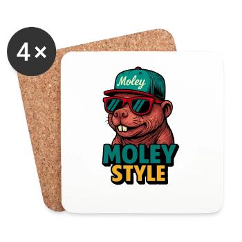 Casquette rétro Monkey Style Moley - Dessous de verre (lot de 4) - blanc - Devant