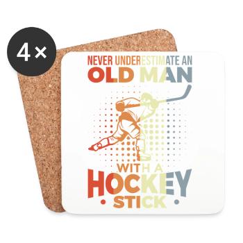 Unterschätze nie alte Eishockeyspieler - Untersetzer (4er-Set) - Weiß - Vorne