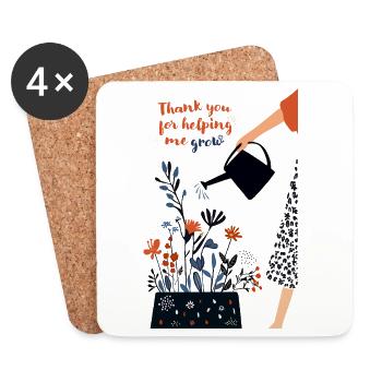 Thank You for Helping Me Grow Teacher Appreciation - Coasters (set of 4) - white - Front