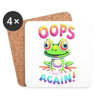 Colorful Frog with Optimistic Message - Coasters (set of 4) - white - Front