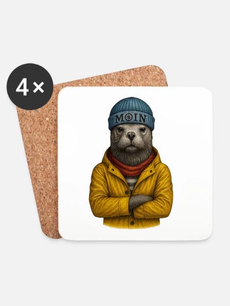 Seebär im Moin Design - Untersetzer (4er-Set) - Weiß