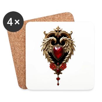L’élégance en rouge et or - Dessous de verre (lot de 4) - blanc - Devant
