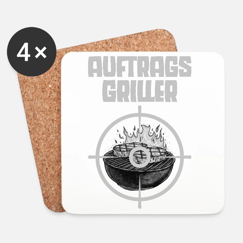 Auftragsgriller Grillmaster lustige Sprüche - Untersetzer (4er-Set) - Weiß