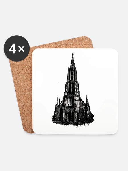 Ulmer Münster Turm Streetart - Untersetzer (4er-Set) - Weiß