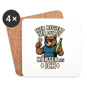 Durstbär - Härter als ich - Untersetzer (4er-Set) - Weiß - Vorne