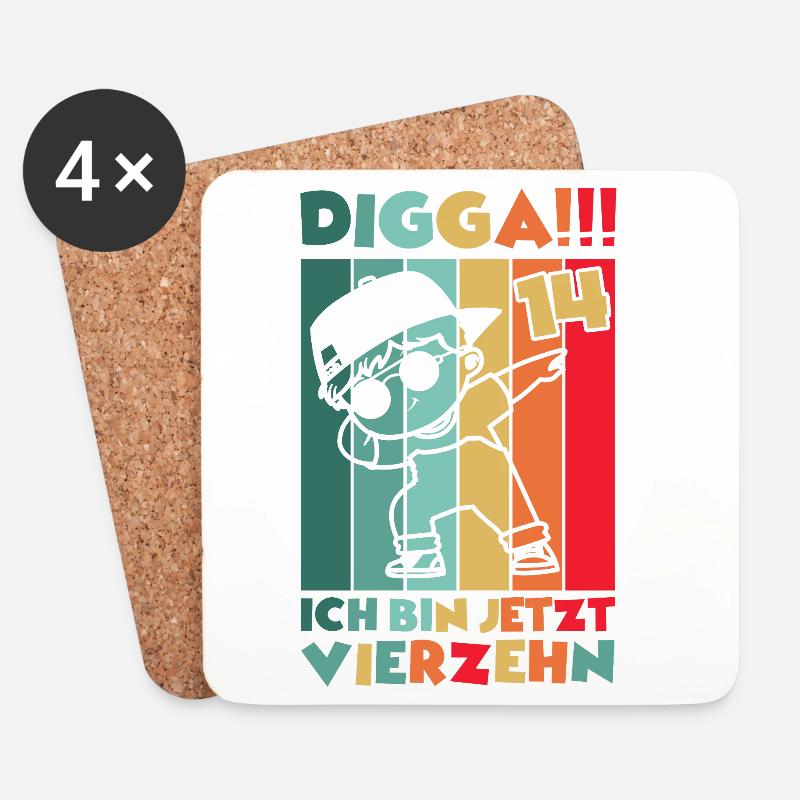 Digga Ich Bin 14 Jahre 14 Geburtstag Dabbing Junge - Untersetzer (4er-Set) - Weiß