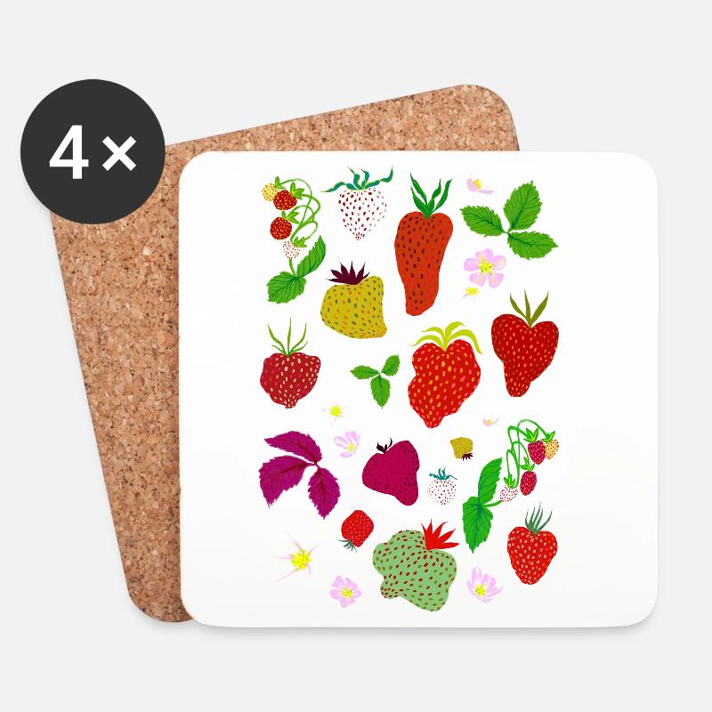 ERDBEEREN - Untersetzer (4er-Set) - Weiß