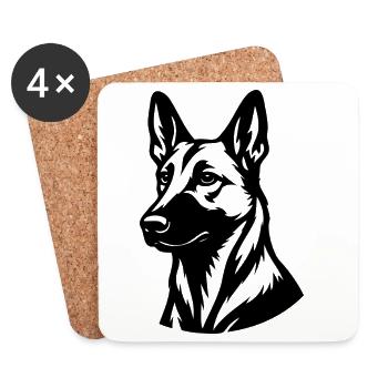 Malinois - Dessous de verre (lot de 4) - blanc - Devant