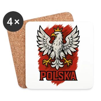 Poland Polska Eagle Flag Flag Epic Gift - Coasters (set of 4) - white - Front