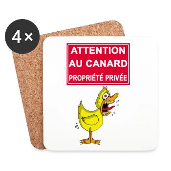 Attention au canard ! - Dessous de verre (lot de 4) - blanc - Devant