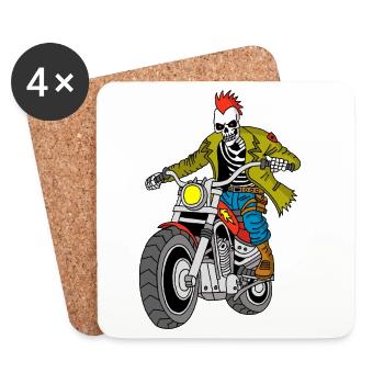 Biker aus der Hölle - Untersetzer (4er-Set) - Weiß - Vorne