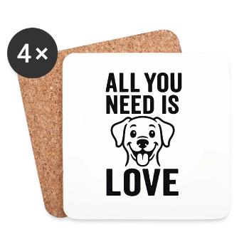 All You Need Is Love – Dog Lover Design - Coasters (set of 4) - white - Front