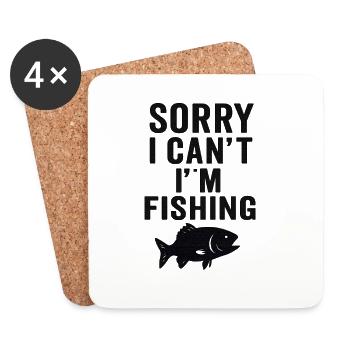 Sorry I Can't – I'm Fishing Angel Design - Coasters (set of 4) - white - Front
