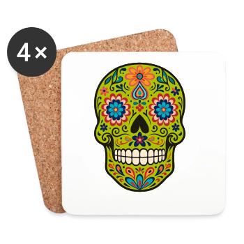 Calavera Loco – Le crâne en sucre sauvage - Dessous de verre (lot de 4) - blanc - Devant