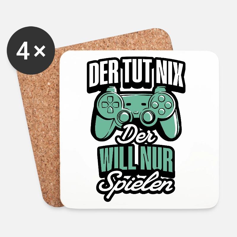 Der tut nix der will nur Spielen Gamer - Untersetzer (4er-Set) - Weiß