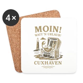 Cuxhaven Moin Urlaub Strandkorb Meer - Untersetzer (4er-Set) - Weiß - Vorne
