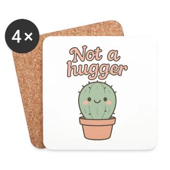 Not a Hugger – Kaktus mit Charakter - Untersetzer (4er-Set) - Weiß - Vorne