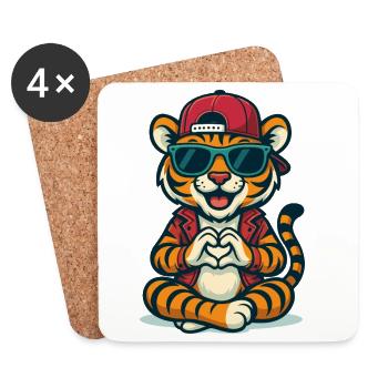 Chill Heart Tiger - Coasters (set of 4) - white - Front