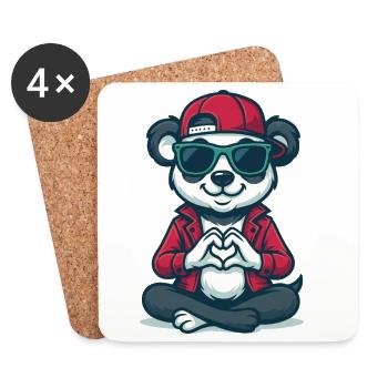 Chill Heart Panda - Coasters (set of 4) - white - Front