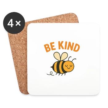 Be Kind – Cute Bee Design - Coasters (set of 4) - white - Front