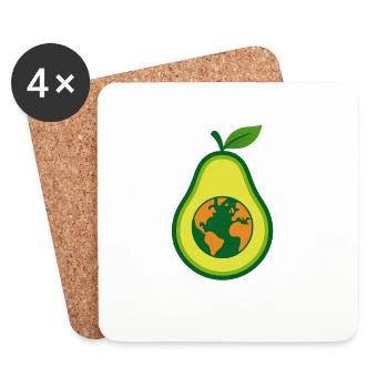 Avocado Love – Healthy & Happy - Coasters (set of 4) - white - Front