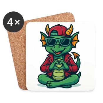 Cool Dragon Love - Untersetzer (4er-Set) - Weiß - Vorne