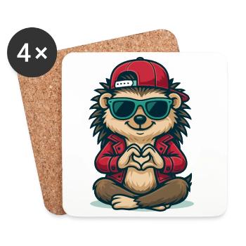 Hedgehog Heart Beat - Untersetzer (4er-Set) - Weiß - Vorne